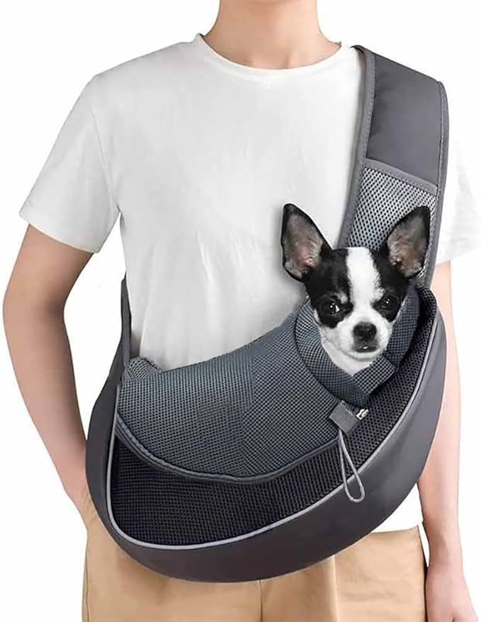 Pet Sling Carrier Bag Dog Cat Hand-Free Sling Carrier Shoulder Bag Breathable Mesh Pet Puppy Travel Bag Adjustable Shoulder Strap Pet Tote Bag Handbag for Small Dog Cat Puppy Outdoor Walking Travel