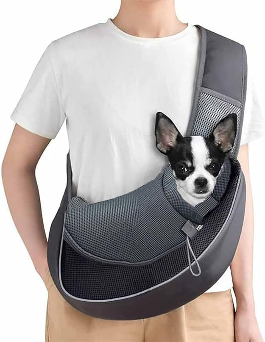 Pet Sling Carrier Bag Dog Cat Hand-Free Sling Carrier Shoulder Bag Breathable Mesh Pet Puppy Travel Bag Adjustable Shoulder Strap Pet Tote Bag Handbag for Small Dog Cat Puppy Outdoor Walking Travel
