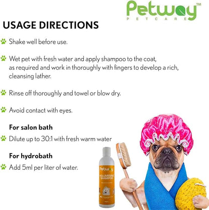 Petcare Volumizing Shampoo For Dogs, Adds Volume and Body to the Hair Shafts, Moisturizes and Hydrates Skin For a Perfect Shine And Luster, Kiwi Fruit Fragrance, Free of Soap, Phosphates, 250ml