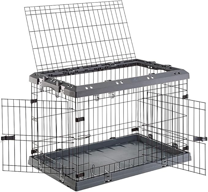 Ferplast Superior Hybrid ECO Dog Crate and Playpen, Environmentally Friendly Dog Crate Made with Recycled Plastic, 36-Inch, Gray