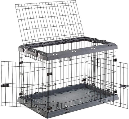 Ferplast Superior Hybrid ECO Dog Crate and Playpen, Environmentally Friendly Dog Crate Made with Recycled Plastic, 36-Inch, Gray