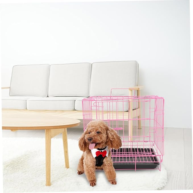 Large Dog Crate Pet Folding Cage Collapsible Dog Cage Dog Crate Small Metal Wire Dog Crate with Leak- Pan Portable Pet Cage for Puppy Small Cat Rabbit 13.78 x 10.24 x 13.39 in