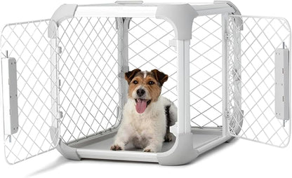 DIGGS Evolv Dog Crate - Slim, Durable Dog Kennel with Removable Ceiling Panel and Modular Design - Safe, Stylish, and Convenient (Ash, Small)