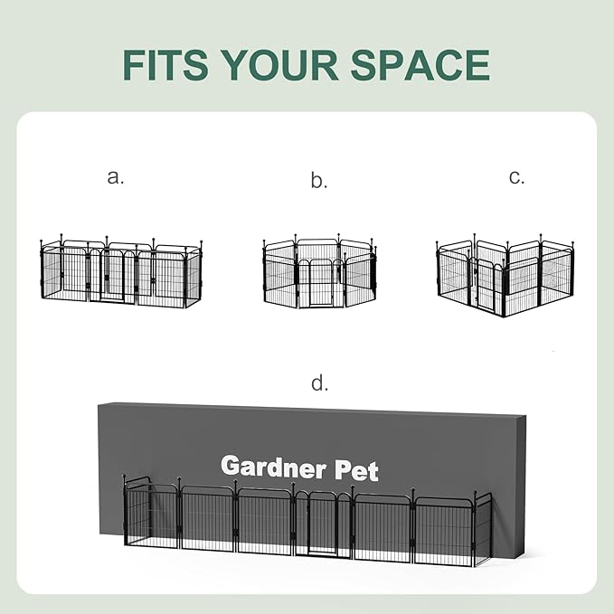 Gardner Pet Dog Playpens, 24" H 8 Panels Dog Pen Outdoor/Indoor Dog Fence Exercise Pen for Small/Medium Dogs, Foldable Pet Play Yard Gate with Gravity Automatic Lock, Pet Playpen, Black
