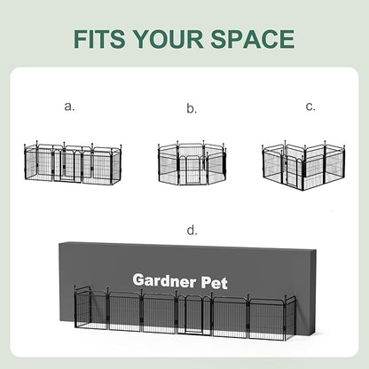 Gardner Pet Dog Playpens, 24" H 8 Panels Dog Pen Outdoor/Indoor Dog Fence Exercise Pen for Small/Medium Dogs, Foldable Pet Play Yard Gate with Gravity Automatic Lock, Pet Playpen, Black