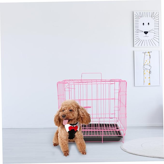 Folding Metal Dog Crate, Pink, Portable, Easy to Install, Durable, Secure, Airy, and Comfortable