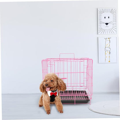 Folding Metal Dog Crate, Pink, Portable, Easy to Install, Durable, Secure, Airy, and Comfortable