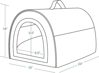 Jiupety Indoor Dog House, 2 in 1 Portable Foldable House Bed with Cover, Pet Tent & Cave Bed for Small Medium Dog, L(24"×18"×18"), Up to 20 Lb, Grey
