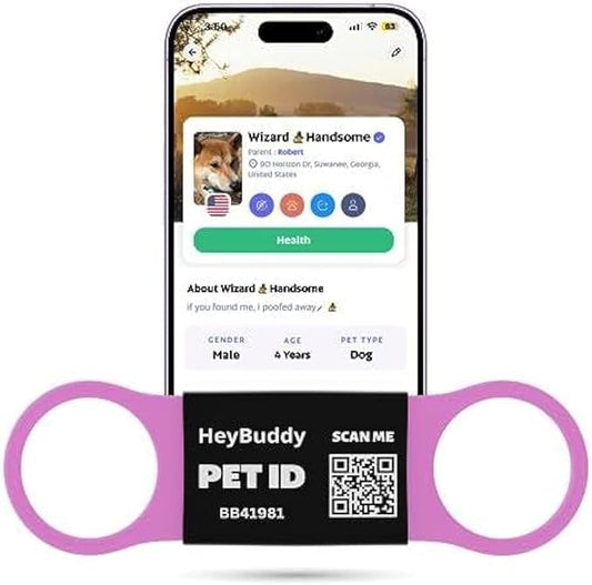 HeyBuddy® Slide Series - QR Code Smart Pet Tags for Dogs & Cats, Personalized Pet Tag Stores Multiple Information, Includes Passive Location Tracking, Real-Time Notification & Community Alerts