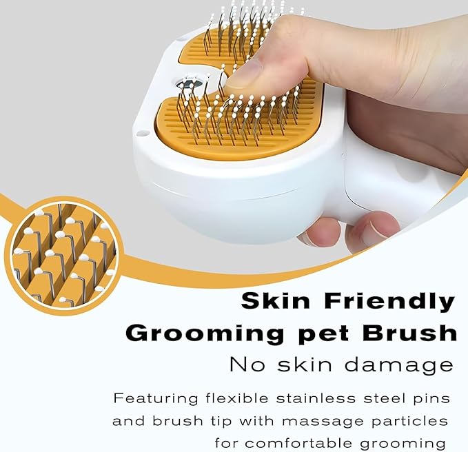 Pet Steam Brush for Dog & Cat 3-in-1 Spray Hair Removal Comb Steam Brush for Shedding & Grooming