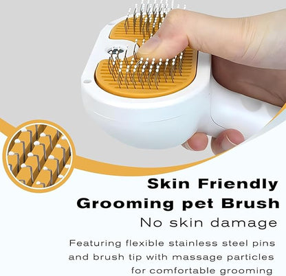 Pet Steam Brush for Dog & Cat 3-in-1 Spray Hair Removal Comb Steam Brush for Shedding & Grooming