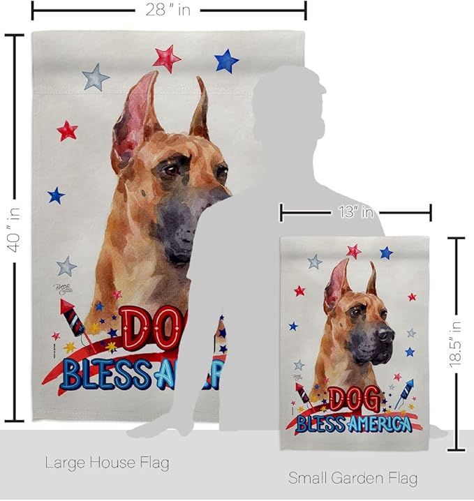 Breeze Decor Patriotic Fawn Dane Garden House Flag-Kit Dog Puppy Spoiled Paw Canine Fur Pet Nature Farm Animal Creature Decoration Banner Small Yard Gift Double-Sided, Made in USA