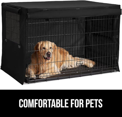 Gorilla Grip Dog Crate Covers Compatible with Amazon Basics Dog Crates, All Sides Open, Privacy Cover Fits 24" Wire Kennel, Breathable Mesh Windows, Light Reducing Puppy Training Cage Topper, Black