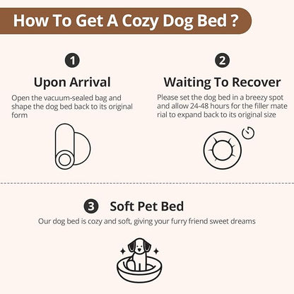 JOLLYVOGUE Dog Bed Cat Bed, Anti-Anxiety Small Dog Bed, Calming Donut Dog Bed for Puppy Bed, Fluffy Dog Beds for Small Medium Dogs, Washable Round Puppy Bed for Indoor Pet (24"/Smoke Brown