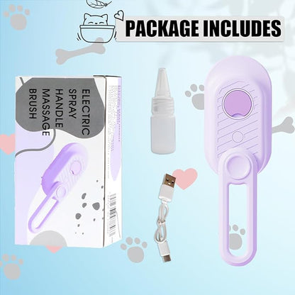 Steam Brush for Cats Dog Fur Misting Brush Rabbit Brush for Shedding Grooming with Charging Cable and Collapsible Handle ALD-002-P (Purple)