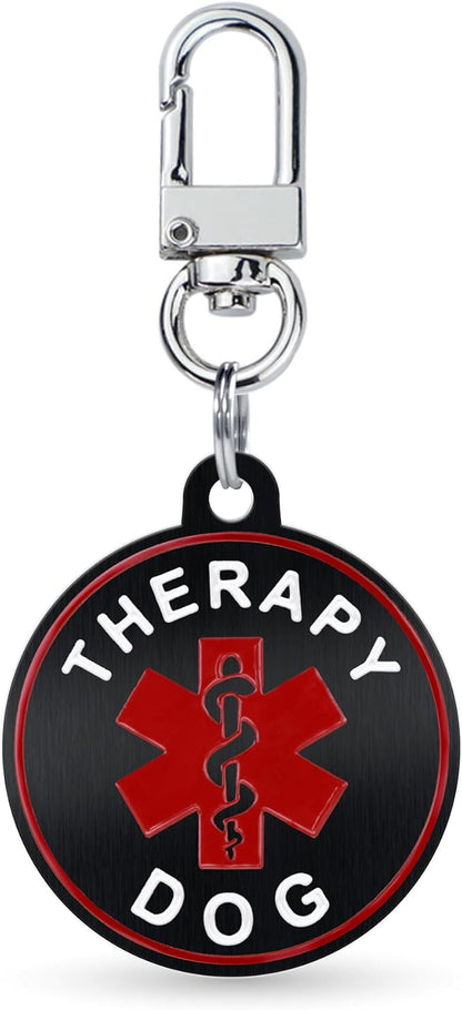 Service Dog ID Tag for Small & Large Dogs - Emotional Support ESA Medical Alert Collar Accessory - Durable Stainless Steel Service Animal Tag - Classic Therapy Dog Service Tag in Black Small