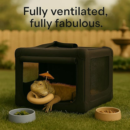 3-Door Collapsible Dog Crates for Medium Dogs, Cats, Rabbit, Foldable Soft Kennel Indoor & Outdoor with Steel Tube Frames, Portable Pet Playpen Career with Reinforced Mesh, 27x20x20 inches, Black