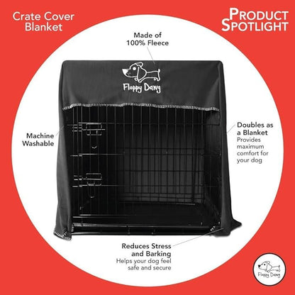 Floppy Dawg Crate Cover. Fits 42 Inch Dog Crates or Smaller. Easy to Put On, Take Off, and Adjust. Doubles as a Comfy Blanket. Slate Gray Lightweight and Breathable Polar Fleece