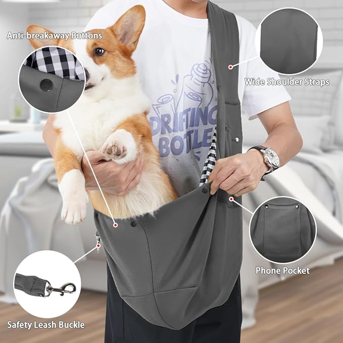 FEimaX Dog Sling Carrier, Pet Papoose Slings Bag for Small Dogs Cats, Puppy Hands Free Satchel Tote Pouch Carriers Doggie Crossbody Shoulder Carry Bags for Outdoor Travel