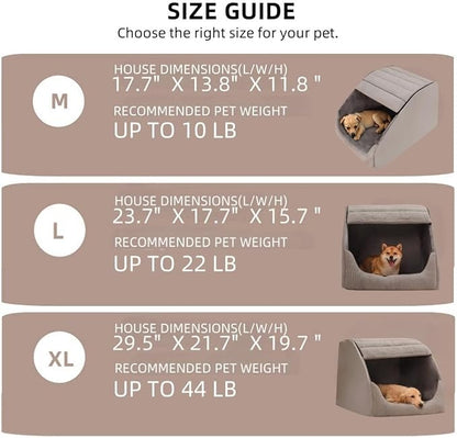 Extra Large Dog Bed House, Cozy Dog House Indoor, Memory Sponge, Plush Dog Cave Bed Crate Cushion with Non-Slip Bottom for Medium Large Dogs (Grey, XL)