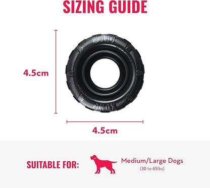 KONG Extreme Tires - KONG's Most Durable Natural Rubber Chew & Fetch Toy - Treat Dispenser Dog Tire Toy - Pet Supplies for Outdoor & Indoor Play - For Medium/Large Dogs