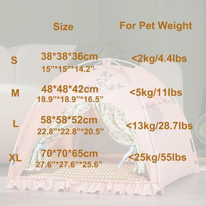 Cute Cat Teepee Cave, Cat Tent Foldable Indoor Outdoor with Thick Mat,Puppy Bed Tent,Bunny Pet Tent Teepee,Portable Dog House Teepee Tent, Cat Bed,Dog Bed Tent,Puppy Bunny,Pet Tent Teepee (Z2, M)