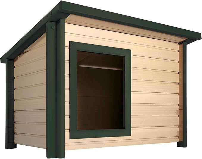 New Age Pet ECOFLEX Lodge Style Dog House - Medium, Tan and Green (ECOH203M-GN)