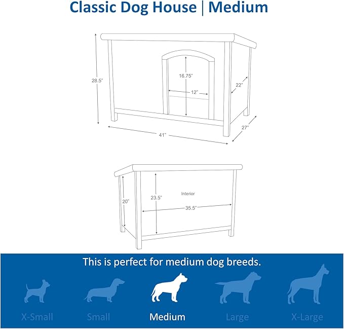 TRIXIE Pet Products Dog Club House, Large,Glazed Pine,40.75x26.75x28.25 Inch (Pack of 1),39552