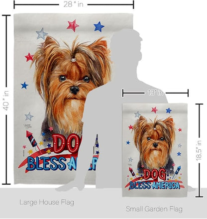 Breeze Decor Patriotic Yorkie Garden House Flag Kit Dog Puppy Spoiled Paw Canine Fur Pet Nature Farm Animal Creature Decoration Banner Small Yard Gift Double-Sided, Made in USA
