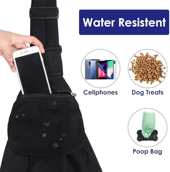 Dog Padded Papoose Sling, Small Pet Sling Carrier Hands Free Carry Adjustable Shoulder Strap Reversible Tote Bag with a Pocket Safety Belt Dog Cat Traveling Subway