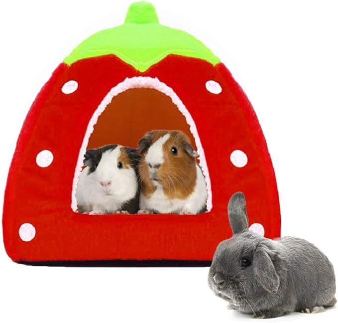 Spring Fever Hamster Guinea Pig Rabbit Dog Cat Chinchilla Hedgehog Bird Small Animal Pet Bed House Hideout Cage Accessorie B Red S (12.2 * 12.2 inch)