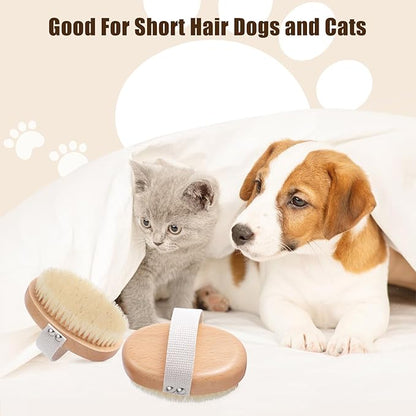 Soft Boar Bristle Pet Palm Brush for Short Haired Dogs and Cats with Band, Reduce Shedding, Ergonomic Dog Brush, Easy to Hold and Reduces Stress On Your Wrist | Ideal for Daily Grooming
