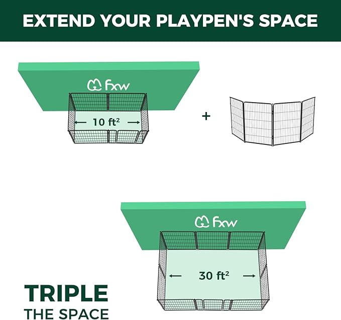 FXW Homeplus Dog Playpen for Indoor Use - Stress-Free and Safe Play, Heavy Duty 40 Inch 4 Panels Dog Pen for Medium and Large Dogs, Black│Patented