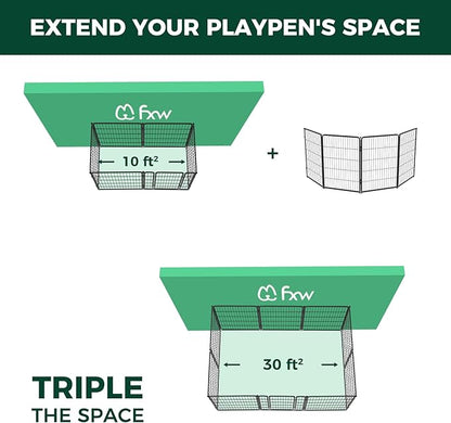 FXW Homeplus Dog Playpen for Indoor Use - Stress-Free and Safe Play, Heavy Duty 40 Inch 4 Panels Dog Pen for Medium and Large Dogs, Black│Patented