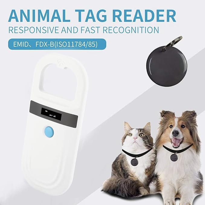Watris Veiyi Dog Microchip Reader, Pet Microchip Scanner with OLED Display Screen, Pet Chip ID Scanner Supports FDX-B (ISO11784/11785) and EMID Microchips, for Animal Management