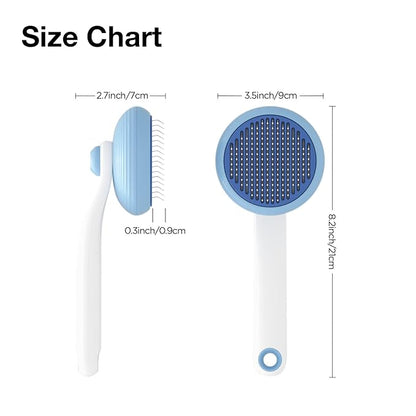 Self-Cleaning Slicker Brush for Pet Grooming: Removes Tangles, Loose Undercoat & Mats from Cats & Dogs (Blue)