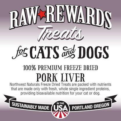 Northwest Naturals Raw Rewards Freeze-Dried Pork Liver Treats for Dogs and Cats - Bite-Sized Pieces - Healthy, 1 Ingredient, Human Grade Pet Food, All Natural - 10 Oz