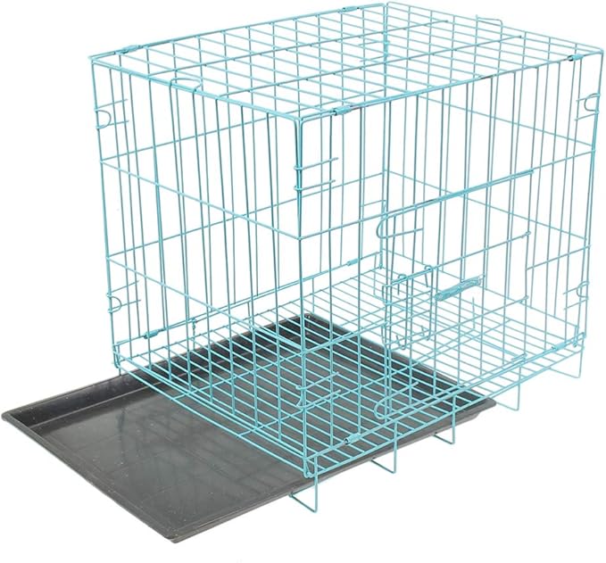 Large Dog Crate Pet Folding Cage Collapsible Dog Cage Indoor Outdoor Dog Crate Small Metal Wire Dog Crate with Leak- Pan Portable Pet Cage for Puppy Cat Rabbit Dog Kennel