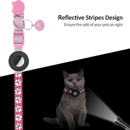 GPS Tracker for Cats, Mini GPS Pet Tracker with Collar, IPX8 Waterproof Cat Tracker Collar,No Monthly Fee,Work with Apple Find My(iOS Only),Smart Tracker for Pets(Pink)