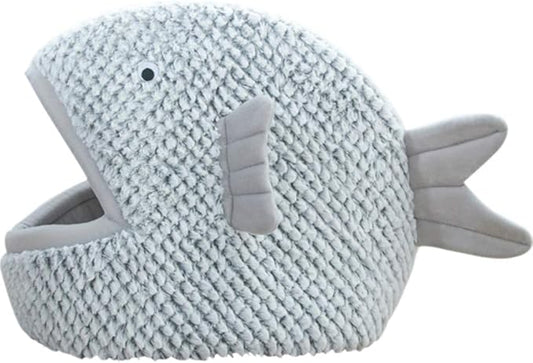 La La Pet® Plush Cat Bed Cave Calming Washable Pet House Bed Selfwarming Pet Bed Foldable Cat Sleep Tent Dog Nest Soft Puppy House Bed for Cats and Small Dogs(Gray,S)