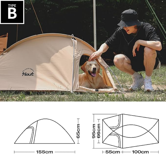 Pet Tent with Dual Windows, Waterproof, Breathable Washable Cat-Dog Tent for Indoor and Outdoor, 2 Types (Beige, Type_B)