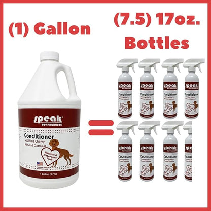 Natural Leave-in Conditioning Spray for Dogs Refill, Soothing Cherry Almond Oatmeal, 1 Gallon