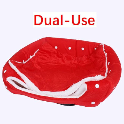 Spring Fever Hamster Guinea Pig Rabbit Dog Cat Chinchilla Hedgehog Bird Small Animal Pet Bed House Hideout Cage Accessorie B Red M (14.2 * 14.2 inch)