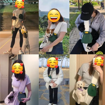 Ollie&Bonnie Dog Sling Carrier for Small Dogs, Hands-Free Design, Floor Support Pad, Cushioned Adjustable Shoulder Strap, Suitable for Puppies and Pets.