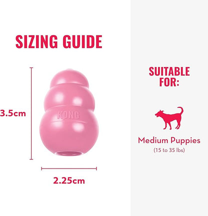KONG Puppy - Natural Teething Rubber Chew Toy for Dogs - Stuffable Dog Toy for Extended Playtime - Chew & Fetch Toy for Puppies - for Medium Puppies - Pink