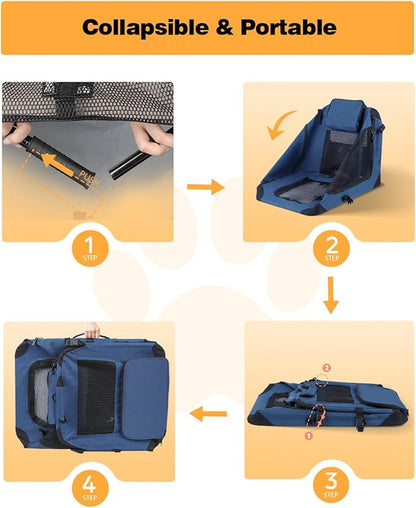 Extra Large Dog Crate with 2 Foldable Bowl, 36 Inch Collapsible Travel Dog Crate Kennel with Soft Blanket for Medium Dogs,Indoor & Outdoor (36" L x 25" W x 25" H, Navy)