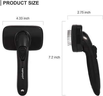 Pet Self Cleaning Slicker Brush for Grooming & Shedding Small Medium Large Dog Cat - Remove Loose Fur, Knot, Undercoat. Suitable for Long Short Hair Lengths sensitive Animals, Black