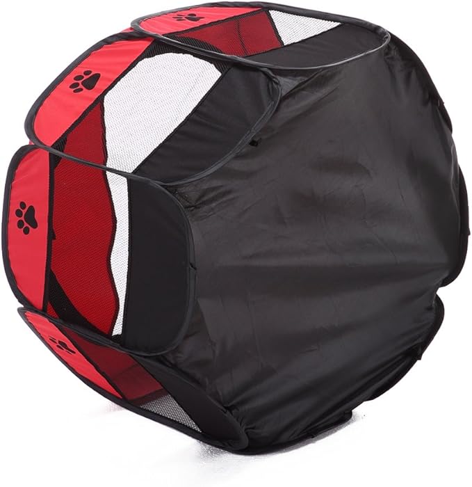 Portable Pet Playpen, 28.3" Foldable Dog Playpen for Dogie Kitten Rabbit, Exercise Playpen Tent Indoor/Outdoor Use (red)