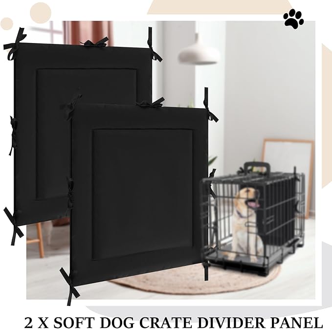 Thyle 2 Pcs Dog Crate Divider Panel for 36 Inch, Black Thick Dog Kennel Divider with Ties for Puppy Training(24 x 22.5 Inches for 36" Crate)