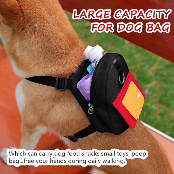 Dog Backpack for Small Dogs to Wear,Cute Pet Puppy Harness Backpacks with Leash Adjustable Dog Self Carrier Bag for Travel Hiking Daily Walking (S, Black)